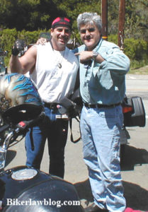 Injuredbikers.com founder Norman Gregory Fernandez with Jay Leno